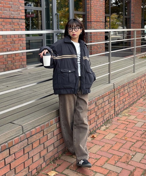 Chillfar（チルファー）の「コーデュロイライン中綿ダウンブルゾン（ダウンジャケット/コート・レディース・ベージュ/ネイビー/ブラウン/ブラック・FREE）」の13枚目の写真