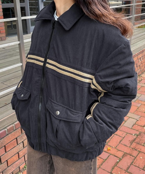 Chillfar（チルファー）の「コーデュロイライン中綿ダウンブルゾン（ダウンジャケット/コート・レディース・ベージュ/ネイビー/ブラウン/ブラック・FREE）」の10枚目の写真