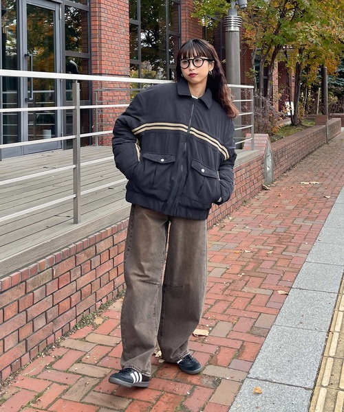 コーデュロイライン中綿ダウンブルゾン（ダウンジャケット