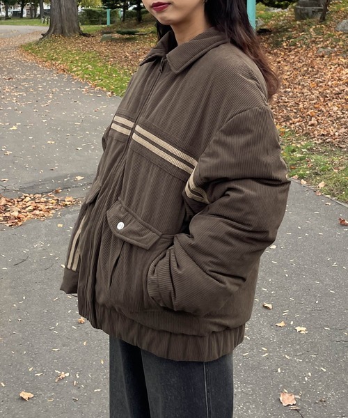 Chillfar（チルファー）の「コーデュロイライン中綿ダウンブルゾン（ダウンジャケット/コート・レディース・ベージュ/ネイビー/ブラウン/ブラック・FREE）」の20枚目の写真