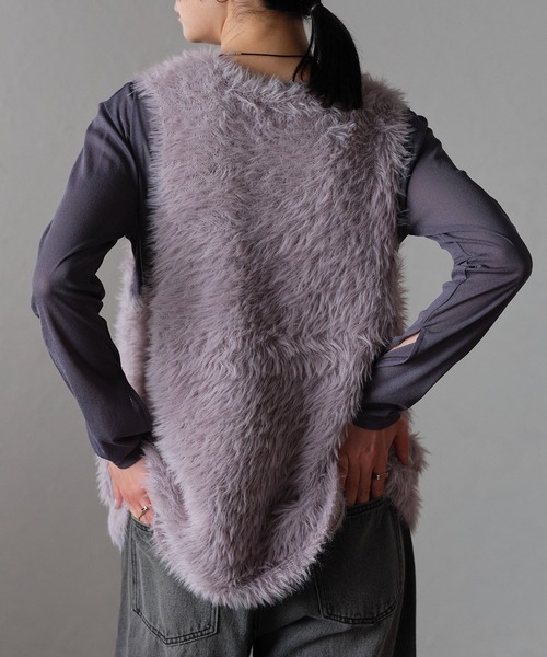 r.（アールドット）の「フェザーヤーン　フロント釦ベスト（ベスト・レディース・オフホワイト/グレー/チャコールグレー・FREE）」の18枚目の写真