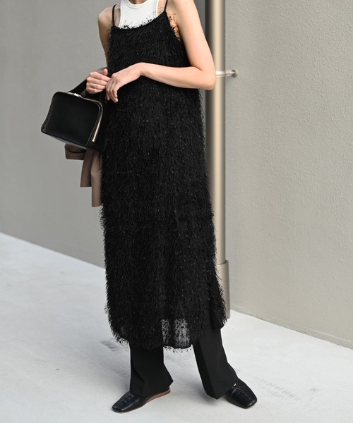 Marient（マリエント）の「フリンジキャミOP（ワンピース・レディース・グレー/ブラック・FREE）」の2枚目の写真