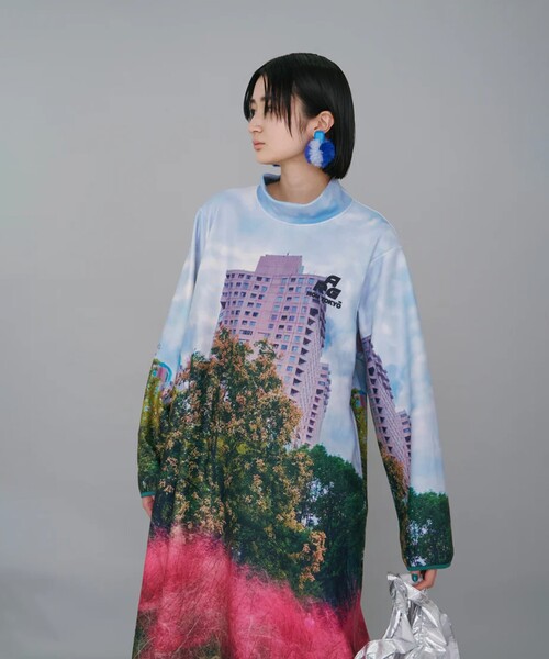 NON TOKYO/ノントーキョー】PRINT FLEECE HI-NECK ONE-PIECE