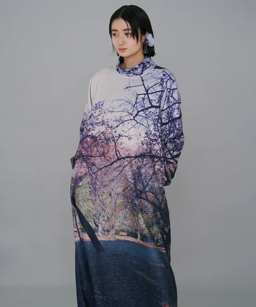 NON TOKYO/ノントーキョー】PRINT FLEECE HI-NECK ONE-PIECE