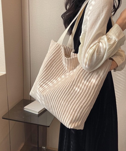 Mignonjour(ミニョンジュール)の「Mignonjour/コーデュロイトートバッグ M2603(トートバッグ・レディース・ブラック/ホワイト・FREE)」の12枚目の写真