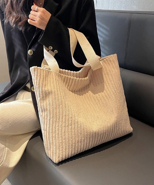 Mignonjour(ミニョンジュール)の「Mignonjour/コーデュロイトートバッグ M2603(トートバッグ・レディース・ブラック/ホワイト・FREE)」の10枚目の写真