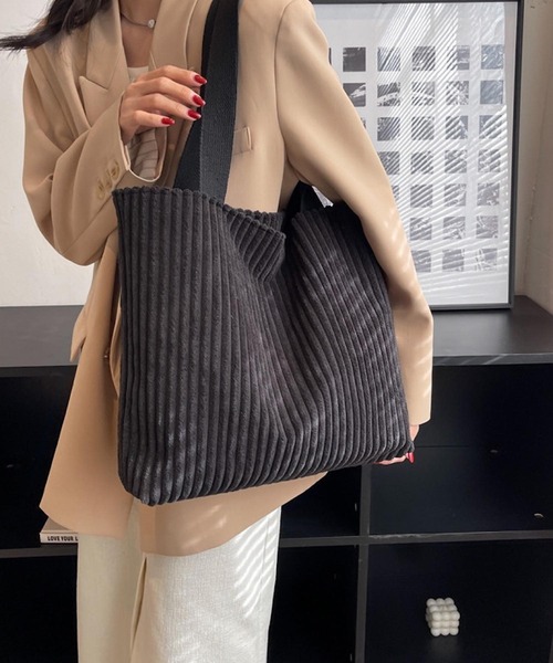 Mignonjour(ミニョンジュール)の「Mignonjour/コーデュロイトートバッグ M2603(トートバッグ・レディース・ブラック/ホワイト・FREE)」の8枚目の写真