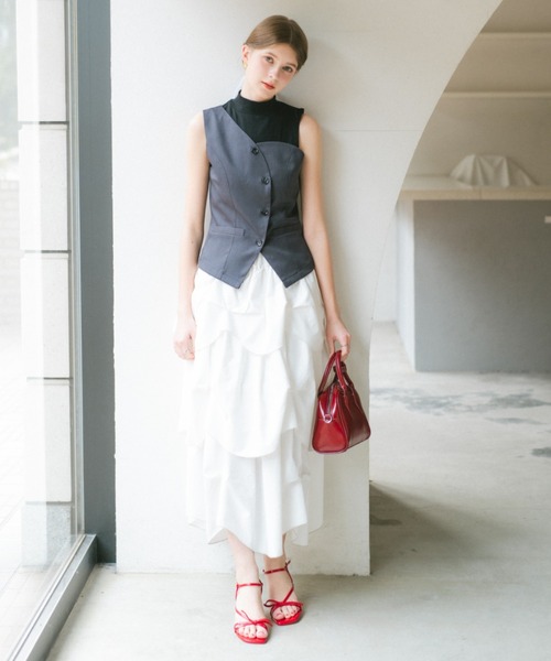 ECREL(エクレール)の「アーチワンショルベスト(ベスト・レディース・チャコールグレー/アイボリー・FREE)」の10枚目の写真