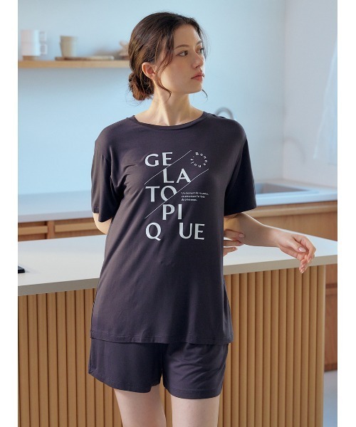 GELATO PIQUE レーヨンロゴ ルームウェア 接触冷感】カラーレーヨンロゴTシャツ（ルームウェア/パジャマ