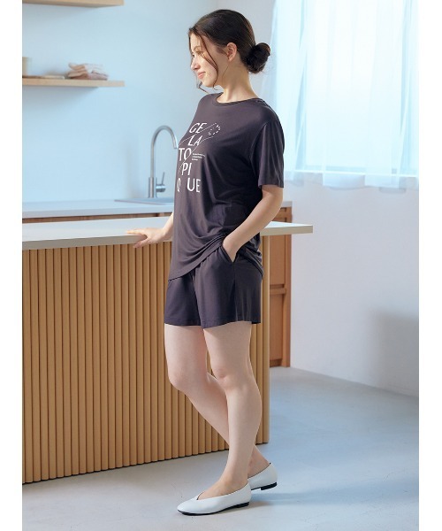 GELATO PIQUE レーヨンロゴ ルームウェア 接触冷感】レーヨンロゴ柄ロングパンツ(ロングパンツ)｜ルーム