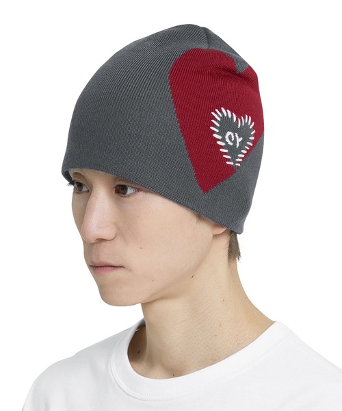 OY(オーワイ)の「『OY/オーワイ』 HEART STITCH BEANIE/ハートステッチビーニー(ニットキャップ/ビーニー・レディース・ブラック/グレー・FREE)」の7枚目の写真