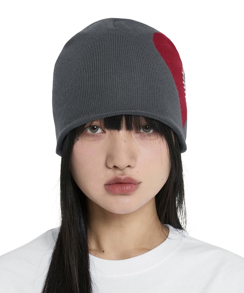 OY(オーワイ)の「『OY/オーワイ』 HEART STITCH BEANIE/ハートステッチビーニー(ニットキャップ/ビーニー・レディース・ブラック/グレー・FREE)」の6枚目の写真