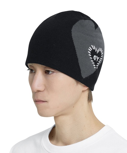 OY(オーワイ)の「『OY/オーワイ』 HEART STITCH BEANIE/ハートステッチビーニー(ニットキャップ/ビーニー・レディース・ブラック/グレー・FREE)」の4枚目の写真