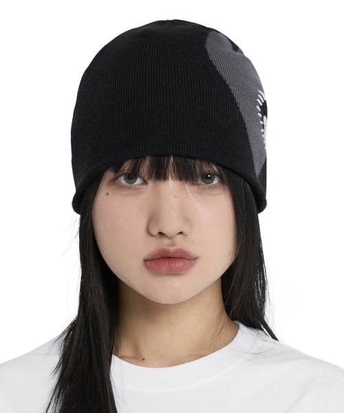 OY(オーワイ)の「『OY/オーワイ』 HEART STITCH BEANIE/ハートステッチビーニー(ニットキャップ/ビーニー・レディース・ブラック/グレー・FREE)」の3枚目の写真