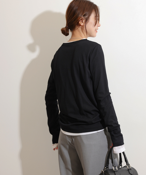 JOURNAL STANDARD relume(ジャーナルスタンダード レリューム)の「《追加6》ソフトテレコクルーネックロングTEE(Tシャツ/カットソー・レディース・グレー/ブラック/ホワイト・FREE)」の10枚目の写真
