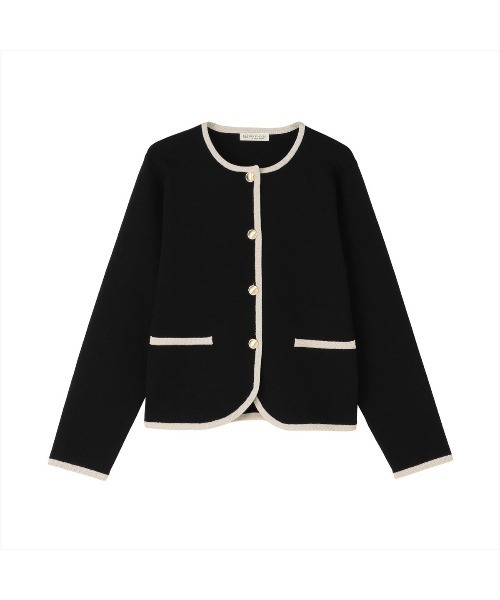 TOKYO SHIRTS（トウキョウシャツ）の「レディース縁取りニットジャケット（ニット/セーター・レディース・ブラック/ネイビー・L/M）」の5枚目の写真