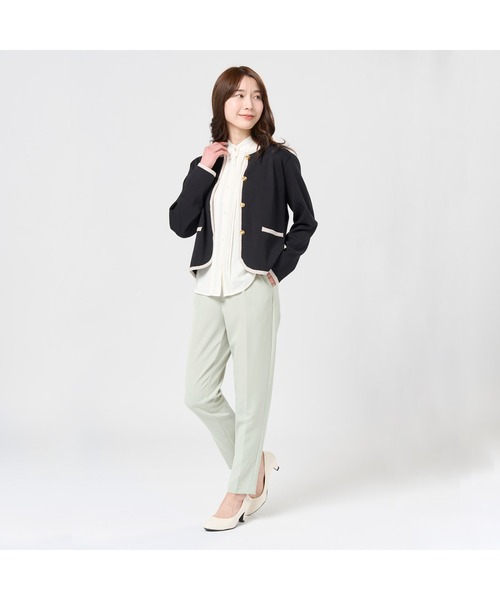 TOKYO SHIRTS（トウキョウシャツ）の「レディース縁取りニットジャケット（ニット/セーター・レディース・ブラック/ネイビー・L/M）」の3枚目の写真