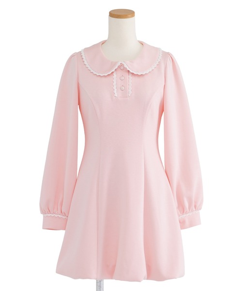 DearMyLoveRose（ディアマイラブローズ）の「丸襟ポロカットバルーンミニワンピース【大きいサイズ有り】（ワンピース・レディース・ネイビー/グレー/ブラック/ベージュ/ライトピンク・LL/LARGE/MEDIUM/3L）」の5枚目の写真