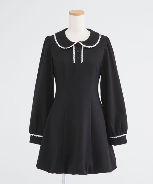 DearMyLoveRose（ディアマイラブローズ）の「丸襟ポロカットバルーンミニワンピース【大きいサイズ有り】（ワンピース・レディース・ネイビー/グレー/ブラック/ベージュ/ライトピンク・LL/LARGE/MEDIUM/3L）」の7枚目の写真