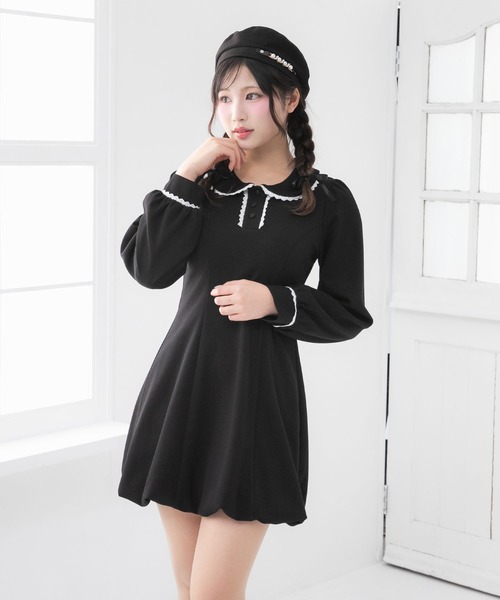 DearMyLoveRose（ディアマイラブローズ）の「丸襟ポロカットバルーンミニワンピース【大きいサイズ有り】（ワンピース・レディース・ネイビー/グレー/ブラック/ベージュ/ライトピンク・LL/LARGE/MEDIUM/3L）」の20枚目の写真