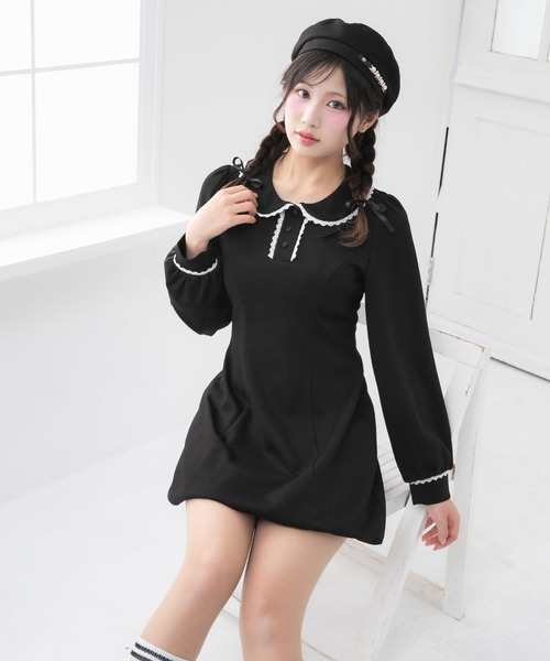 DearMyLoveRose（ディアマイラブローズ）の「丸襟ポロカットバルーンミニワンピース【大きいサイズ有り】（ワンピース・レディース・ネイビー/グレー/ブラック/ベージュ/ライトピンク・LL/LARGE/MEDIUM/3L）」の21枚目の写真