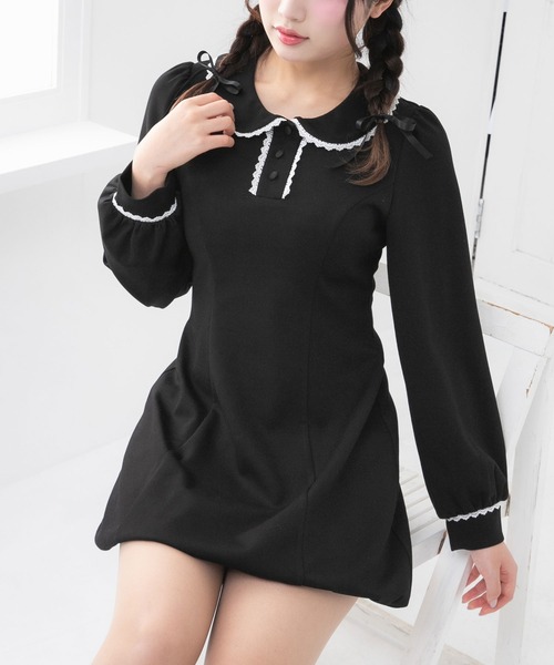 DearMyLoveRose（ディアマイラブローズ）の「丸襟ポロカットバルーンミニワンピース【大きいサイズ有り】（ワンピース・レディース・ネイビー/グレー/ブラック/ベージュ/ライトピンク・LL/LARGE/MEDIUM/3L）」の22枚目の写真