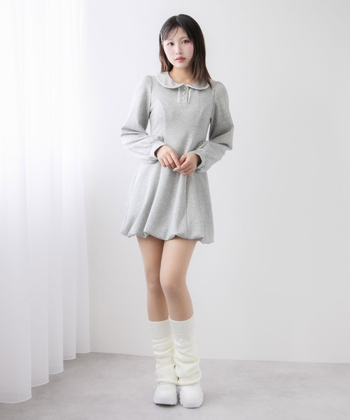 DearMyLoveRose（ディアマイラブローズ）の「丸襟ポロカットバルーンミニワンピース【大きいサイズ有り】（ワンピース・レディース・ネイビー/グレー/ブラック/ベージュ/ライトピンク・LL/LARGE/MEDIUM/3L）」の13枚目の写真