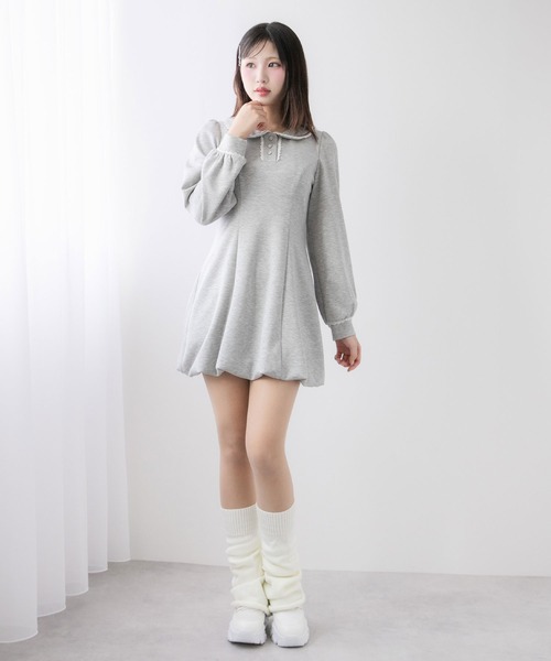 DearMyLoveRose（ディアマイラブローズ）の「丸襟ポロカットバルーンミニワンピース【大きいサイズ有り】（ワンピース・レディース・ネイビー/グレー/ブラック/ベージュ/ライトピンク・LL/LARGE/MEDIUM/3L）」の15枚目の写真