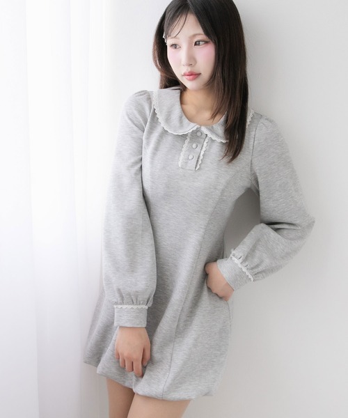 DearMyLoveRose（ディアマイラブローズ）の「丸襟ポロカットバルーンミニワンピース【大きいサイズ有り】（ワンピース・レディース・ネイビー/グレー/ブラック/ベージュ/ライトピンク・LL/LARGE/MEDIUM/3L）」の16枚目の写真