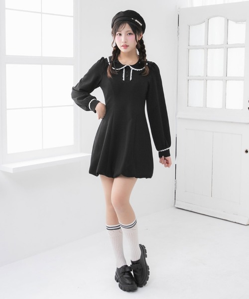 DearMyLoveRose（ディアマイラブローズ）の「丸襟ポロカットバルーンミニワンピース【大きいサイズ有り】（ワンピース・レディース・ネイビー/グレー/ブラック/ベージュ/ライトピンク・LL/LARGE/MEDIUM/3L）」の17枚目の写真