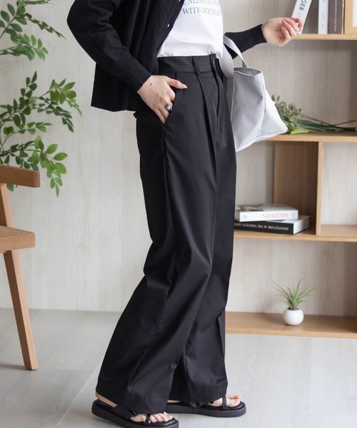 HusHusH(ハッシュアッシュ)の「HusHusH ワイドスラックス(その他パンツ・レディース・ブラック/ベージュ・L/M)」の4枚目の写真