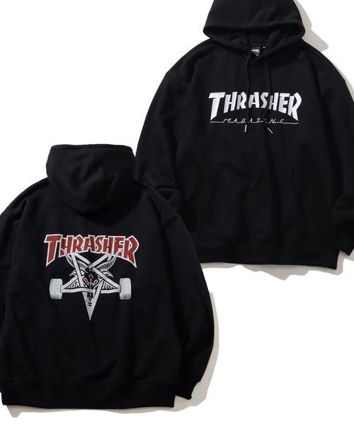【超美品】スラッシャー プルオーバーパーカー 黒 ファイヤーパターンXL 激レア THRASHER スラッシャー パーカー FLAME HOODIE SWEAT PARKA プル
