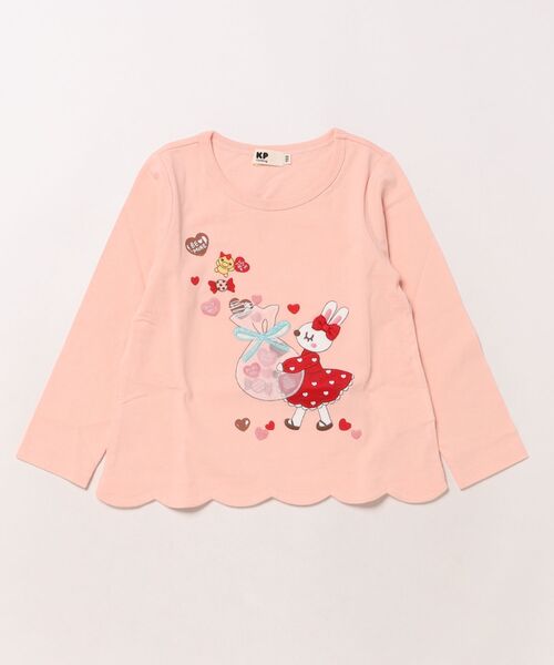 KP（ケーピー）の「バレンタインmimiアップリケ長袖Tシャツ(80～140)（Tシャツ/カットソー・キッズ・レッド/ピンク系その他・80ｃｍ/90cm/110cm/100cm/120cm/130cm/140cm）」の2枚目の写真