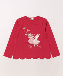バレンタインmimiアップリケ長袖Tシャツ(80～140)