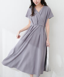 natural couture | ノーカラーお上品カシュクールワンピース(ワンピース)