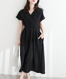 natural couture | ノーカラーお上品カシュクールワンピース(ワンピース)