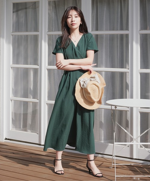 natural couture（ナチュラルクチュール）の「ノーカラーお上品カシュクールワンピース（ワンピース・レディース・その他1/ドット/グリーン/ベージュ/グレー/ブラック/ピンク系その他・FREE）」の16枚目の写真