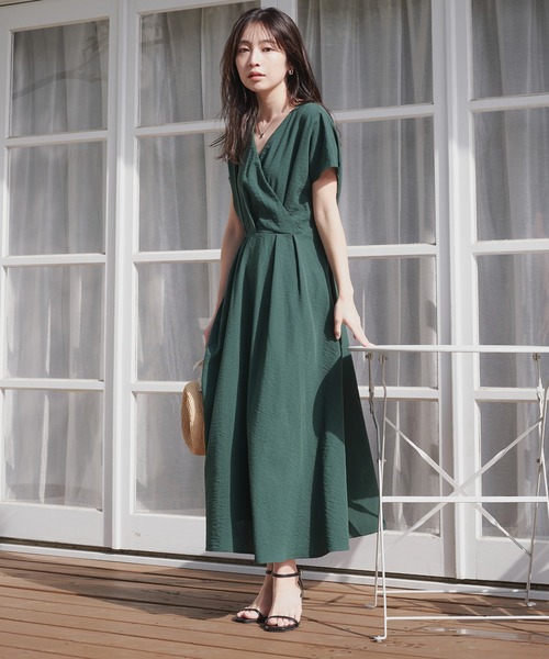 natural couture（ナチュラルクチュール）の「ノーカラーお上品カシュクールワンピース（ワンピース・レディース・その他1/ドット/グリーン/ベージュ/グレー/ブラック/ピンク系その他・FREE）」の17枚目の写真