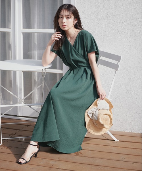 natural couture（ナチュラルクチュール）の「ノーカラーお上品カシュクールワンピース（ワンピース・レディース・その他1/ドット/グリーン/ベージュ/グレー/ブラック/ピンク系その他・FREE）」の19枚目の写真