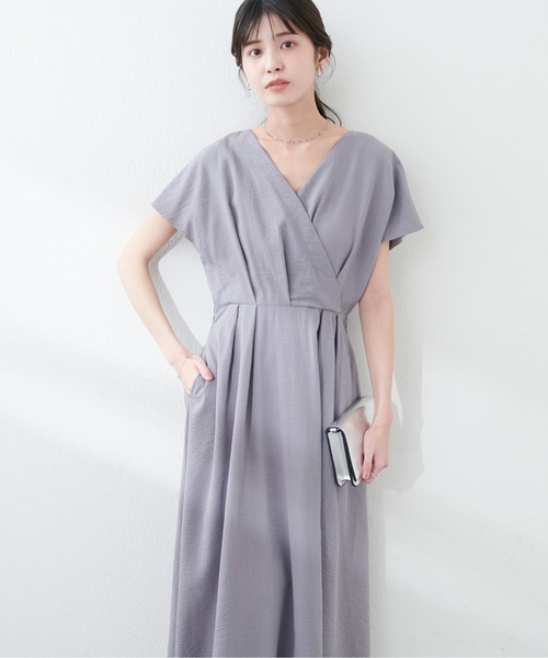 natural couture（ナチュラルクチュール）の「ノーカラーお上品カシュクールワンピース（ワンピース・レディース・その他1/ドット/グリーン/ベージュ/グレー/ブラック/ピンク系その他・FREE）」の14枚目の写真