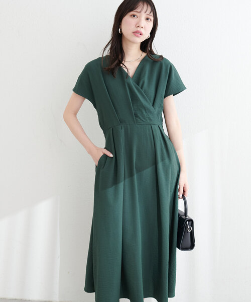 natural couture（ナチュラルクチュール）の「ノーカラーお上品カシュクールワンピース（ワンピース・レディース・その他1/ドット/グリーン/ベージュ/グレー/ブラック/ピンク系その他・FREE）」の22枚目の写真