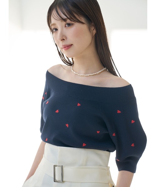 2wayパフスリーブハートニットプルオーバー FRAY I.D（フレイアイディー）の「2wayパフスリーブハートニット