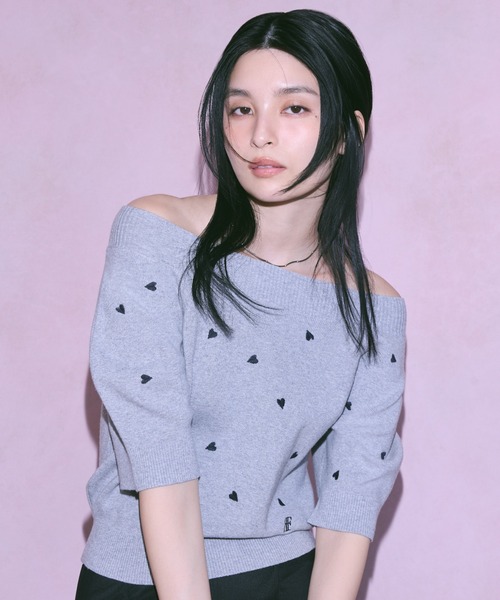 2wayパフスリーブハートニットプルオーバー FRAY I.D（フレイアイディー）の「2wayパフスリーブハートニット