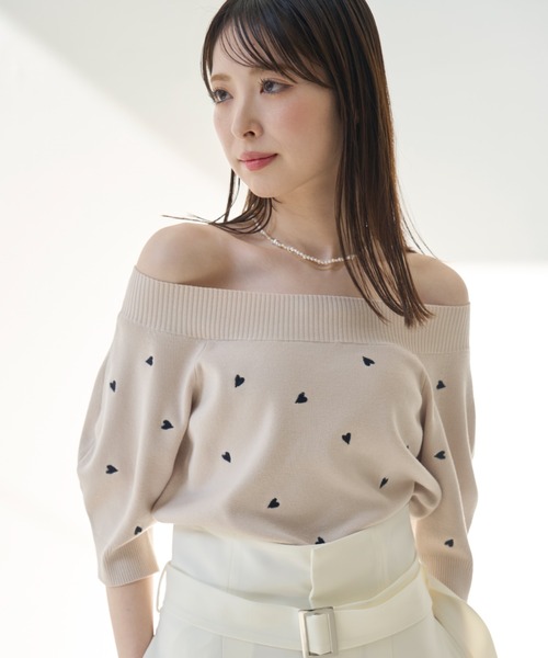 2wayパフスリーブハートニットプルオーバー FRAY I.D（フレイアイディー）の「2wayパフスリーブハートニット