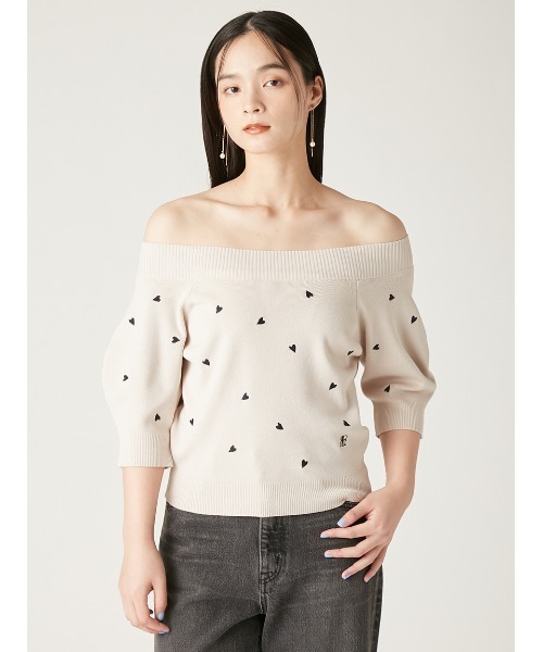 FRAY I.D（フレイアイディー）の「2wayパフスリーブハートニットプル