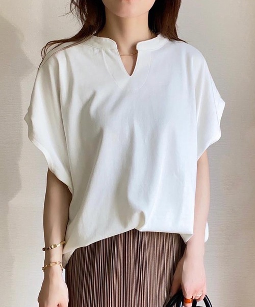 aquagarage（アクアガレージ）の「キーネックカットソー（Tシャツ/カットソー・レディース・アイボリー/チャコール/ブラック/グリーン・ONESIZE）」の15枚目の写真