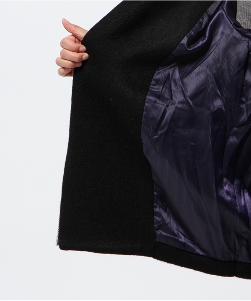 Omekashi（オメカシ）の「【Omekashi】シャギーライダースジャケット（ライダースジャケット・レディース・ブラック/チャコールグレー/イエロー・ﾌﾘ-）」の11枚目の写真