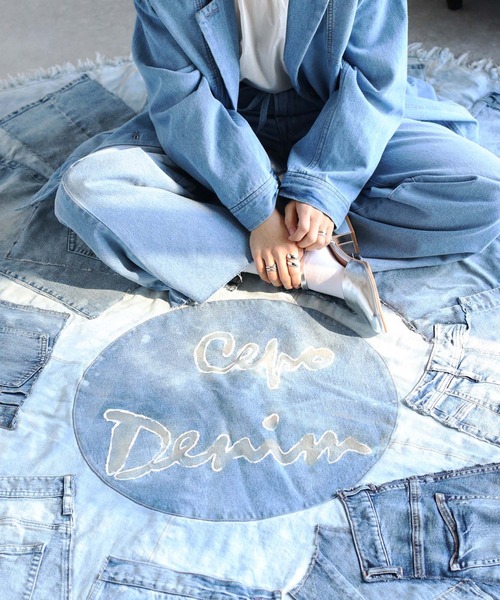 cepo(セポ)の「〈セットアップ対応〉テーラードデニムジャケット(デニムジャケット・レディース・ネイビー×ホワイト/ブルー系2・M)」の3枚目の写真