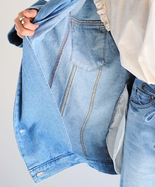 cepo(セポ)の「〈セットアップ対応〉テーラードデニムジャケット(デニムジャケット・レディース・ネイビー×ホワイト/ブルー系2・M)」の18枚目の写真