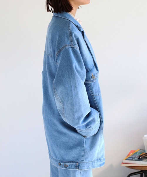 cepo(セポ)の「〈セットアップ対応〉テーラードデニムジャケット(デニムジャケット・レディース・ネイビー×ホワイト/ブルー系2・M)」の8枚目の写真